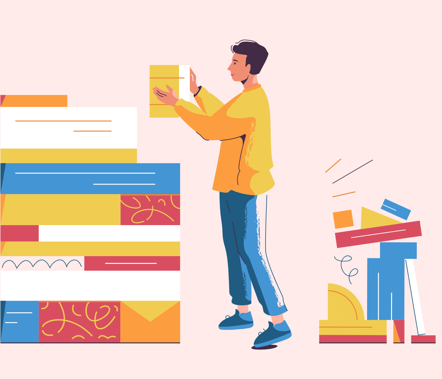 Illustration featuring professional stacking items.